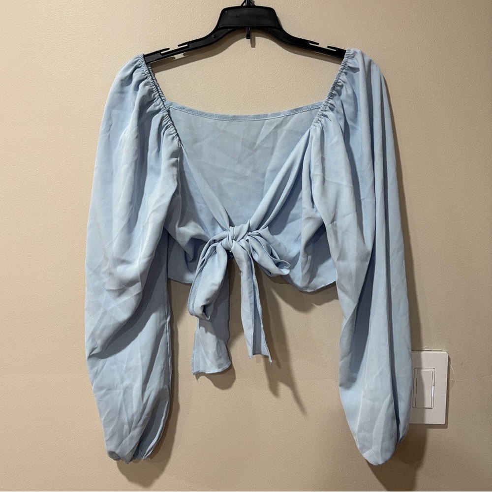 Baby Blue Long Sleeve Crop Top